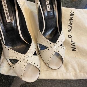 Manolo Blahnik Leather Peep Toe
